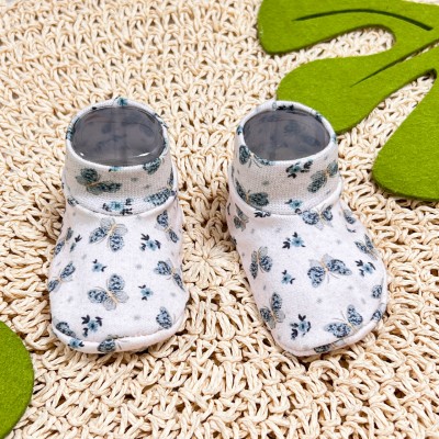 Kit Luva e Pantufas - Borboletas - Areia